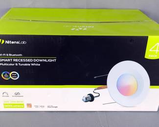 NitensiLab Wi-Fi & Bluetooth Smart Recessed Downlight, Multicolor And Tunable White, 4-Pack, In Original Box 