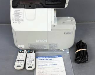Epson BrightLink 485Wi Ultra-Short-Throw Interactive Projector, Model H452A, Includes Poweer Cord And Remote Control, Powers On 