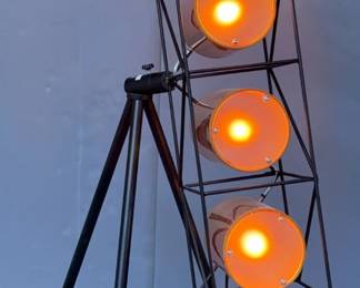 Stage Style Action Floor Lamp Four Light Array With 53" Tall Tripod Stand, ZDE-3129-20, 8" x 8" x 32" 