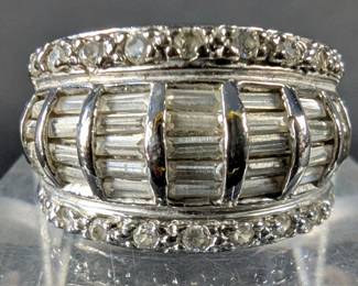 Sterling Silver And Cubic Zirconia Gemstone Ring, Size 7