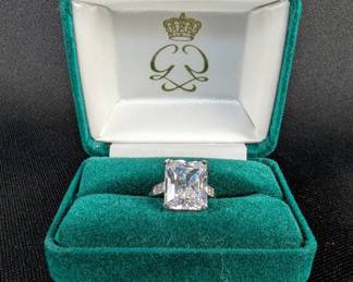 Clarion-Pell Sterling Silver And Gemstone Princess Grace Of Monaco Engagement Ring