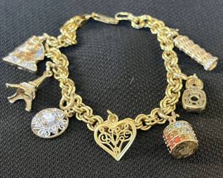 Vintage Sterling Silver Charm Bracelet, Marked 925 MEDA