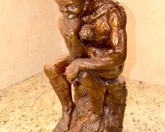 135  The Thinker Sculpture  Bronze Colored Figural Statue