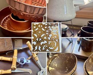161  Mad Men Mid Century Kitchen Party Bamboo, Copper, Teak, Fondue  More