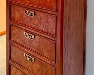 114  Thomasville Mystique Collection Burl Walnut Asian Lingerie Chest