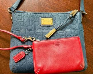 113  Vintage Coach Red Leather WristletCalvin Klein Navy Monogram Crossbody Bag