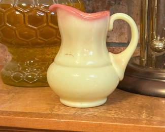 Antique Burmese cream pitcher by Fenton