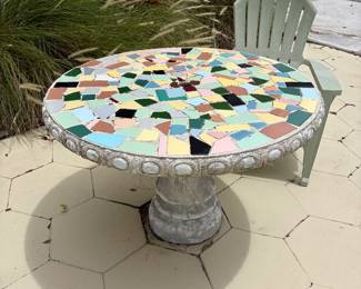 Cement mosiac table