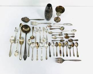 Silver-Plated Flatware & Vase