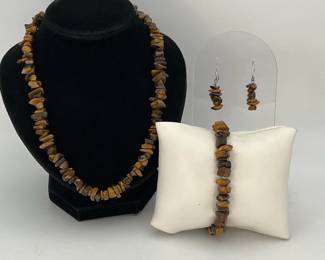 Tiger's Eye Necklace, Bracelet and Earrings