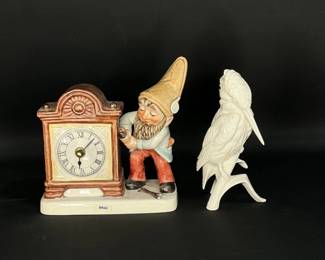 Goebel Gnome Clock and Kingfisher Bird