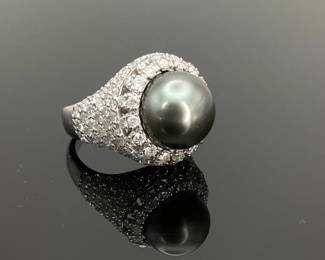 Tahitian Pearl & Diamond Ring
