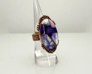 Purple Dahlia Turquoise Statement Ring