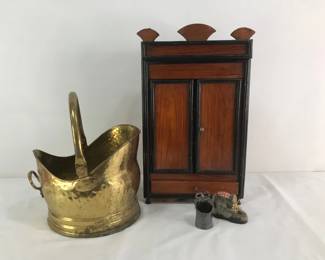 Brass Scuttle and Cabinet 