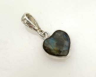Labradorite Silver Heart Pendant