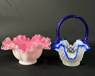 Fenton Peach Crest and Sapphite Blue Crest 