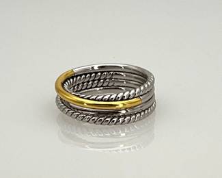 Two Tone Silver and Gold Plated Twist Ring
