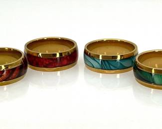 Gold Tone Stainless Steel Band Rings