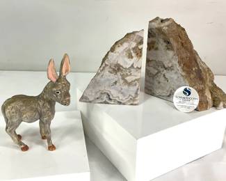 Vintage Donkey & Agate Bookends