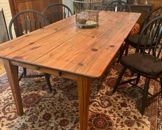 antique farm table made from local heart pine