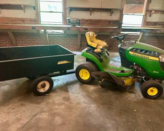 John Deere mower & cart