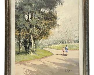 Signed DeMetree The Park Oil on Canvas
