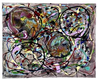 Signed Nadine Leo Abstract Acrylic on Canvas