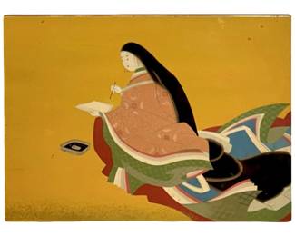 Japanese Heian Style Lacquer Painting