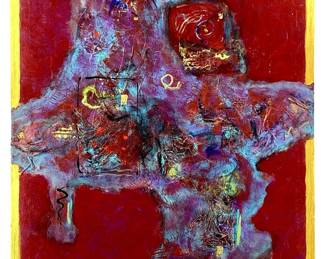 Signed Lori Landis Abstract Mixed Media on Canvas