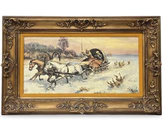 Signed Wolf Attacks A Russian Sled Giclee