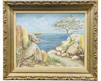 Mid-Century Coastal Signed Jean Baxter Oil