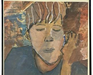 Signed Joan Eardley Vintage Mixed Media on Paper