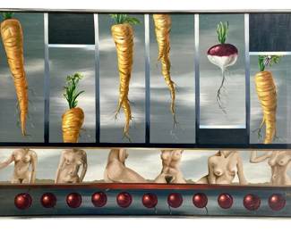 Signed Laynor Surrealist Oil on Canvas