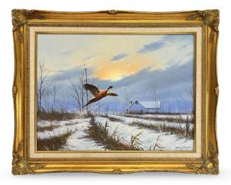Signed Edgardo F. Garcia Wildlife Landscape Oil on