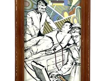 Framed Mixed Media Nurse Checking Vitals Art