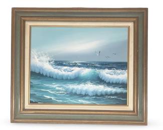 Signed P. Cabot Vintage Seascape Oil on Canvas