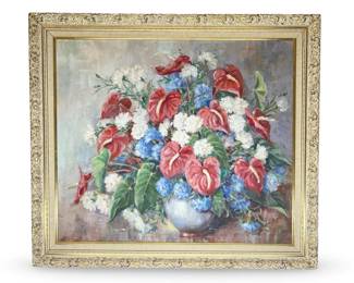 Signed L.B. Farrior Still Life Floral Acrylic on