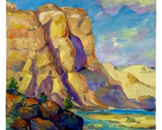 Signed Nadine Leo Landscape Oil on Canvas
