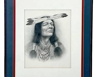 Native American Chief Charcoal Portrait Print