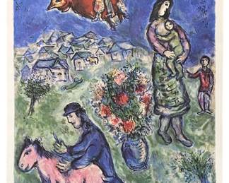 L.E. Marc Chagall “Sue La Route du Village" Litho
