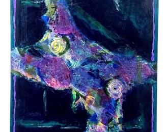Signed Lori Landis Abstract Mixed Media on Canvas