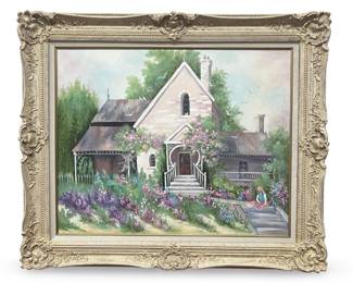 Signed Zuest Cottage Home Acrylic on Canvas