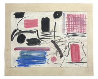 Signed Abstract Watercolor Composition On Paper