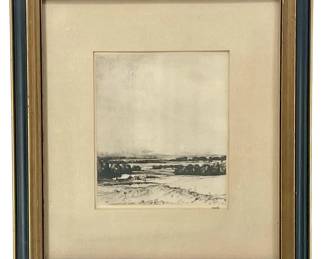 Vintage Framed Landscape Etching