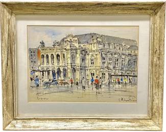 Signed Michel Soutine "Wien Oper" Watercolor & Ink