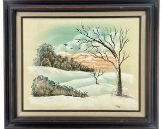 Stoelle 1986 Winter Landscape Scene Oil Painting