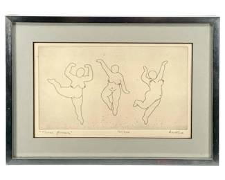75/200 Framed Abstract “Three Graces" Lithograph