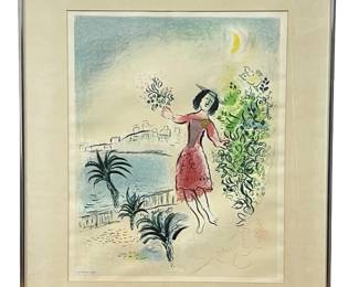 After Marc Chagall Bay of Nice Lithograph on Paper