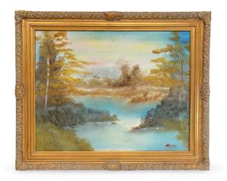Signed Vintage Landscape Oil on Canvas
