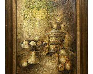 Signed Ciel Mid-Century Still Life Oil on Canvas